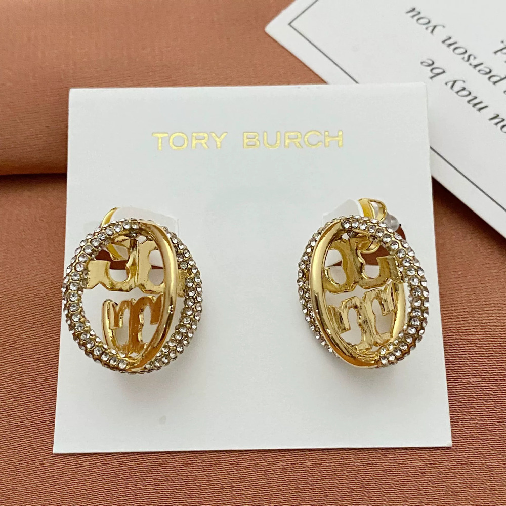 Tory Burch Full Diamond Stud Earrings Metal Earrings